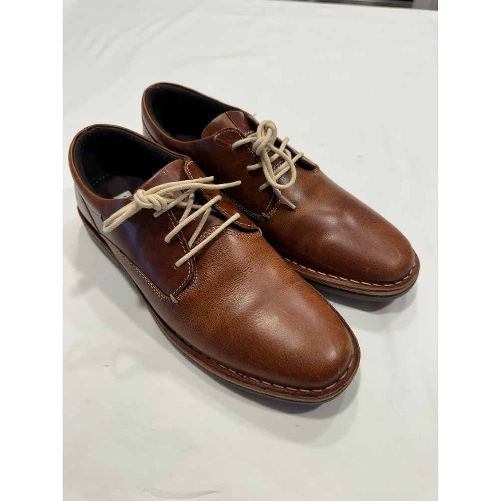 Steve Madden Harpoon Leather Oxford Dress Shoes Size 8 Wood Brown Mens Excellent